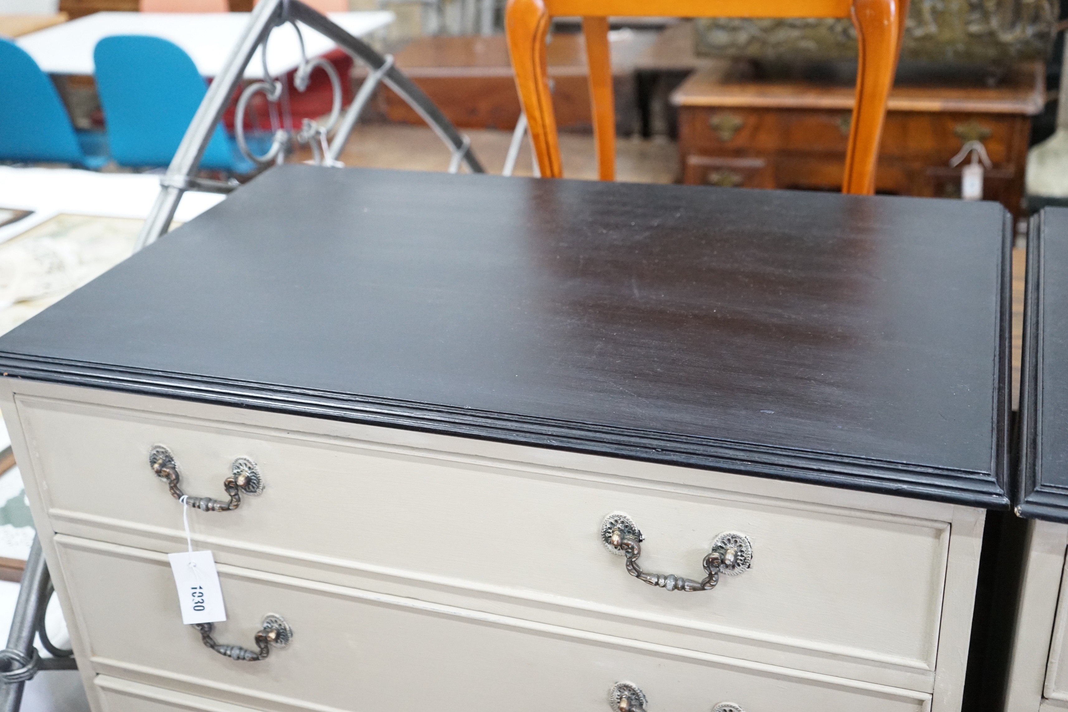 A reproduction George III style painted five drawer chest, width 80cm, depth 49cm, height 110cm